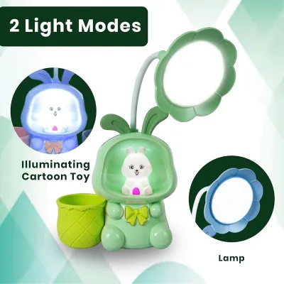 3 in 1 Rabbit Theme LED Desk Lamp with Pencil Sharpener and Pen Holder